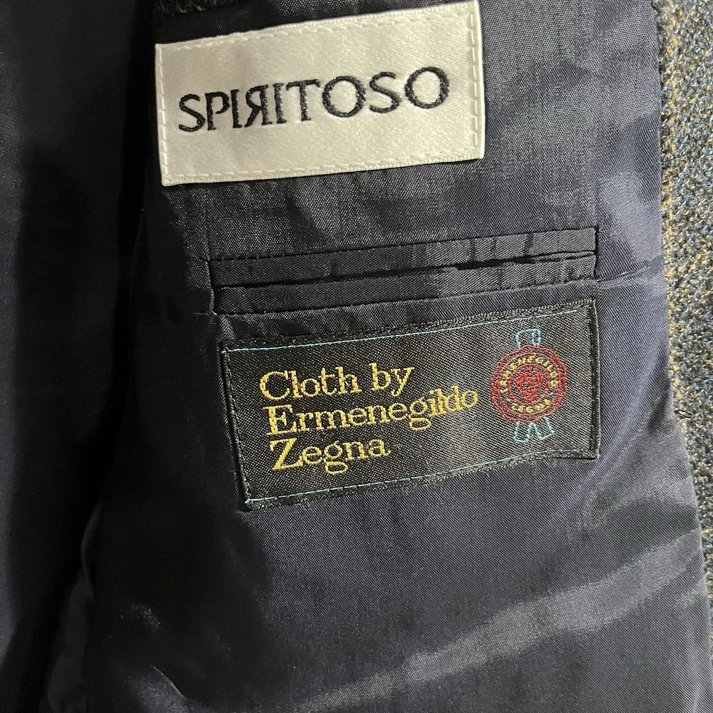 Ermenegildo Zegna Spiritoso Wool Cashmere Glen Plaid Windowpane Blazer 42R READ
